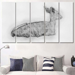 Deer Animal Drawings Hoofed Ruminant Mammals Deer Animals Premium Multi Canvas Prints, Multi Piece Panel Canvas Luxury Gallery Wall Fine Art Print Multi Wrapped Canvas (Ready To Hang) 5PIECE(Mixed 12)