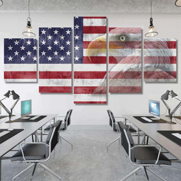 American Flag Patriotic Symbols United States, Eagle Animals Premium Multi Canvas Prints, Multi Piece Panel Canvas , Luxury Gallery Wall Fine Art Multi Canvas 5PIECE(Mixed 12)