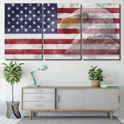 American Flag Patriotic Symbols United States, Eagle Animals Premium Multi Canvas Prints, Multi Piece Panel Canvas , Luxury Gallery Wall Fine Art Multi Canvas 3PIECE(54x24)
