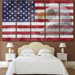 American Flag Patriotic Symbols United States, Eagle Animals Premium Multi Canvas Prints, Multi Piece Panel Canvas , Luxury Gallery Wall Fine Art Multi Canvas 5PIECE(60x36)
