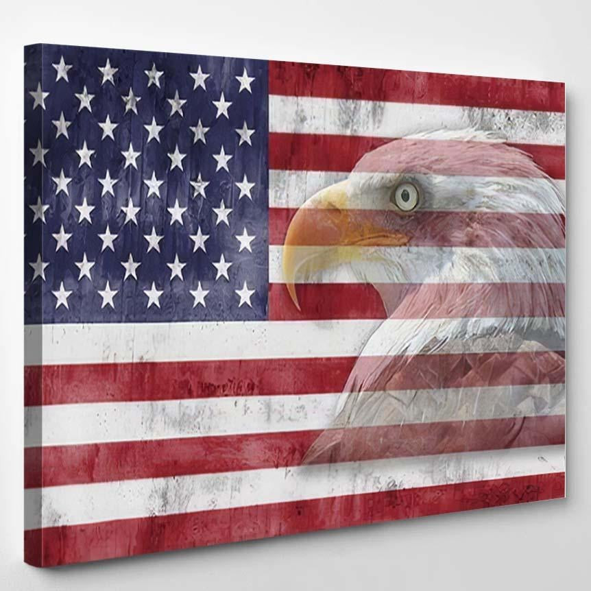 American Flag Patriotic Symbols United States, Eagle Animals Premium Multi Canvas Prints, Multi Piece Panel Canvas , Luxury Gallery Wall Fine Art Single Canvas 1 PIECE (8x10)