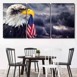 Bald Eagle Holds Beak United States, Eagle Animals Premium Multi Canvas Prints, Multi Piece Panel Canvas , Luxury Gallery Wall Fine Art Multi Canvas 3PIECE(36 x18)
