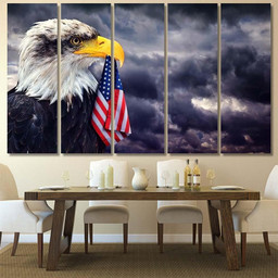 Bald Eagle Holds Beak United States, Eagle Animals Premium Multi Canvas Prints, Multi Piece Panel Canvas , Luxury Gallery Wall Fine Art Multi Canvas 5PIECE(60x36)