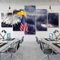 Bald Eagle Holds Beak United States, Eagle Animals Premium Multi Canvas Prints, Multi Piece Panel Canvas , Luxury Gallery Wall Fine Art Multi Canvas 5PIECE(Mixed 12)