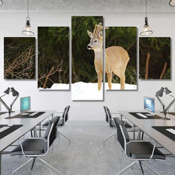 European Roe Deer Capreolus Capreolusantlers Grow Deer Animals Premium Multi Canvas Prints, Multi Piece Panel Canvas Luxury Gallery Wall Fine Art Print Multi Wrapped Canvas (Ready To Hang) 3PIECE(54x24)