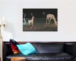 Christmas Illumination Deer Family Evening 1 Deer Animals Premium Multi Canvas Prints, Multi Piece Panel Canvas Luxury Gallery Wall Fine Art Print Single Wrapped Canvas (Ready To Hang) 1 PIECE(32x48)