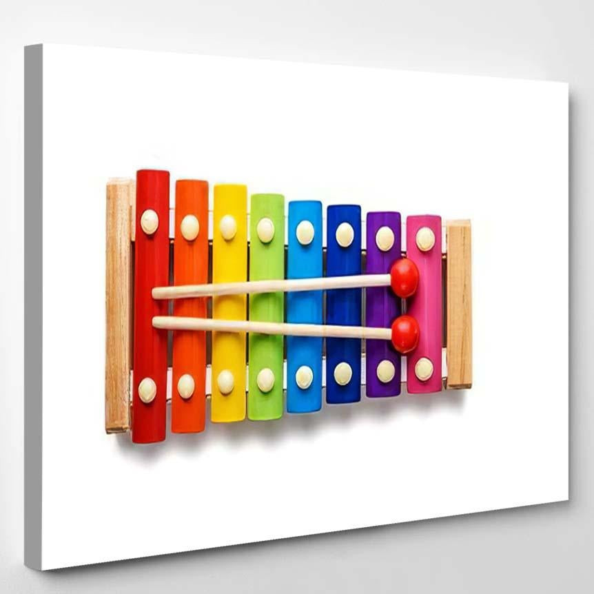 Colour Xylophone Isolated On White Background Drum Music Premium Multi Canvas Prints, Multi Piece Panel Canvas Luxury Gallery Wall Fine Art Print Single Wrapped Canvas (Ready To Hang) 1 PIECE(8x10)