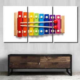 Colour Xylophone Isolated On White Background Drum Music Premium Multi Canvas Prints, Multi Piece Panel Canvas Luxury Gallery Wall Fine Art Print Multi Wrapped Canvas (Ready To Hang) 3PIECE(36 x18)