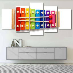 Colour Xylophone Isolated On White Background Drum Music Premium Multi Canvas Prints, Multi Piece Panel Canvas Luxury Gallery Wall Fine Art Print Multi Wrapped Canvas (Ready To Hang) 5PIECE(60x36)