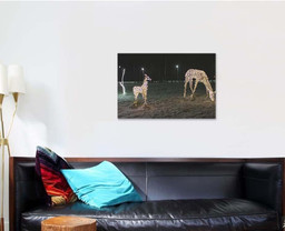 Christmas Illumination Deer Family Evening 1 Deer Animals Premium Multi Canvas Prints, Multi Piece Panel Canvas Luxury Gallery Wall Fine Art Print Single Wrapped Canvas (Ready To Hang) 1 PIECE(24x36)
