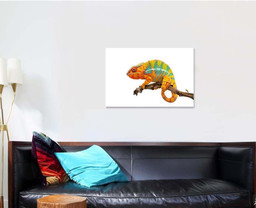 Yellow Blue Lizard Panther Chameleon Isolated 1 Dragon Animals Premium Multi Canvas Prints, Multi Piece Panel Canvas Luxury Gallery Wall Fine Art Print Single Wrapped Canvas (Ready To Hang) 1 PIECE(24x36)