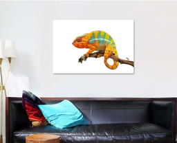 Yellow Blue Lizard Panther Chameleon Isolated 1 Dragon Animals Premium Multi Canvas Prints, Multi Piece Panel Canvas Luxury Gallery Wall Fine Art Print Single Wrapped Canvas (Ready To Hang) 1 PIECE(32x48)