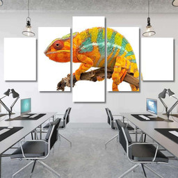 Yellow Blue Lizard Panther Chameleon Isolated 1 Dragon Animals Premium Multi Canvas Prints, Multi Piece Panel Canvas Luxury Gallery Wall Fine Art Print Multi Wrapped Canvas (Ready To Hang) 5PIECE(Mixed 12)