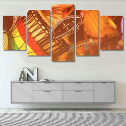 Colorful Conga Drum Party Camp Drum Music Premium Multi Canvas Prints, Multi Piece Panel Canvas Luxury Gallery Wall Fine Art Print Multi Wrapped Canvas (Ready To Hang) 5PIECE(60x36)