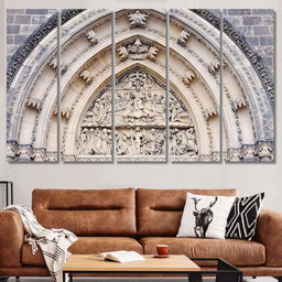 Main Entrance Door Last Supper Portal Last Supper Christian Premium Multi Canvas Prints, Multi Piece Panel Canvas Luxury Gallery Wall Fine Art Print Multi Wrapped Canvas (Ready To Hang) 5PIECE(60x36)