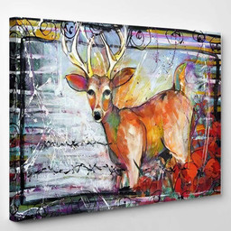 Abstract Funky Deer Painting Deer Animals Premium Multi Canvas Prints, Multi Piece Panel Canvas Luxury Gallery Wall Fine Art Print Single Wrapped Canvas (Ready To Hang) 1 PIECE(8x10)