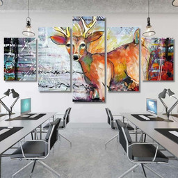 Abstract Funky Deer Painting Deer Animals Premium Multi Canvas Prints, Multi Piece Panel Canvas Luxury Gallery Wall Fine Art Print Multi Wrapped Canvas (Ready To Hang) 5PIECE(Mixed 12)