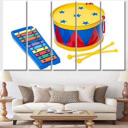 Colorful Toy Metal Drum Xylophone Bright Drum Music Premium Multi Canvas Prints, Multi Piece Panel Canvas Luxury Gallery Wall Fine Art Print Multi Wrapped Canvas (Ready To Hang) 5PIECE(Mixed 12)