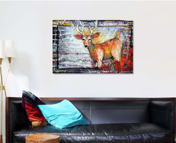 Abstract Funky Deer Painting Deer Animals Premium Multi Canvas Prints, Multi Piece Panel Canvas Luxury Gallery Wall Fine Art Print Single Wrapped Canvas (Ready To Hang) 1 PIECE(32x48)
