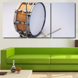Drum Drumsticks Isolated On White Snare Drum Music Premium Multi Canvas Prints, Multi Piece Panel Canvas Luxury Gallery Wall Fine Art Print Multi Wrapped Canvas (Ready To Hang) 3PIECE(36 x18)