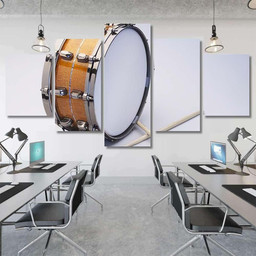 Drum Drumsticks Isolated On White Snare Drum Music Premium Multi Canvas Prints, Multi Piece Panel Canvas Luxury Gallery Wall Fine Art Print Multi Wrapped Canvas (Ready To Hang) 3PIECE(54x24)