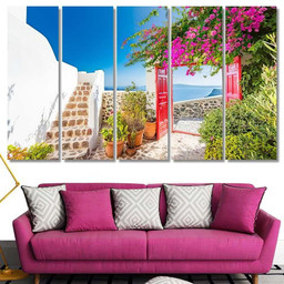 Fantastic Summer Vacation Landscape Santorini White Christian Premium Multi Canvas Prints, Multi Piece Panel Canvas Luxury Gallery Wall Fine Art Print Multi Wrapped Canvas (Ready To Hang) 5PIECE(Mixed 12)