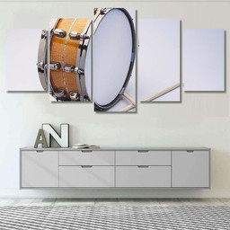 Drum Drumsticks Isolated On White Snare Drum Music Premium Multi Canvas Prints, Multi Piece Panel Canvas Luxury Gallery Wall Fine Art Print Multi Wrapped Canvas (Ready To Hang) 5PIECE(60x36)