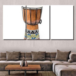Handmade Djembe Drum On White Background Drum Music Premium Multi Canvas Prints, Multi Piece Panel Canvas Luxury Gallery Wall Fine Art Print Multi Wrapped Canvas (Ready To Hang) 3PIECE(36 x18)