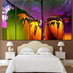 Conga Drum Instrument Colored Background Drum Music Premium Multi Canvas Prints, Multi Piece Panel Canvas Luxury Gallery Wall Fine Art Print Multi Wrapped Canvas (Ready To Hang) 5PIECE(Mixed 12)