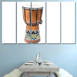 Handmade Djembe Drum On White Background Drum Music Premium Multi Canvas Prints, Multi Piece Panel Canvas Luxury Gallery Wall Fine Art Print Multi Wrapped Canvas (Ready To Hang) 5PIECE(60x36)