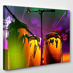 Conga Drum Instrument Colored Background Drum Music Premium Multi Canvas Prints, Multi Piece Panel Canvas Luxury Gallery Wall Fine Art Print Single Wrapped Canvas (Ready To Hang) 1 PIECE(8x10)