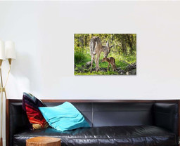Whitetailed Deer Odocoileus Virginianus Sniffs Behind Deer Animals Premium Multi Canvas Prints, Multi Piece Panel Canvas Luxury Gallery Wall Fine Art Print Single Wrapped Canvas (Ready To Hang) 1 PIECE(24x36)