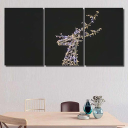 New Year Illumination Deer Evening 1 1 Deer Animals Premium Multi Canvas Prints, Multi Piece Panel Canvas Luxury Gallery Wall Fine Art Print Multi Wrapped Canvas (Ready To Hang) 3PIECE(54x24)