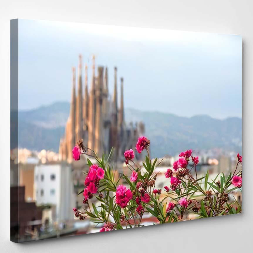 Sagrada Familia Barcelona Bloor Effect Spring Christian Premium Multi Canvas Prints, Multi Piece Panel Canvas Luxury Gallery Wall Fine Art Print Single Wrapped Canvas (Ready To Hang) 1 PIECE(8x10)
