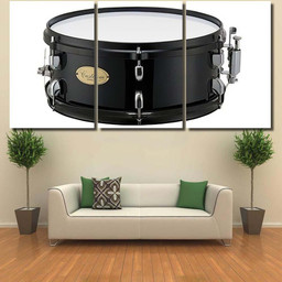 Black Marching Snare Drum Parade Music Drum Music Premium Multi Canvas Prints, Multi Piece Panel Canvas Luxury Gallery Wall Fine Art Print Multi Wrapped Canvas (Ready To Hang) 3PIECE(54x24)
