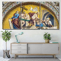 St Marks Basilica Close Venice Italy Christian Premium Multi Canvas Prints, Multi Piece Panel Canvas Luxury Gallery Wall Fine Art Print Multi Wrapped Canvas (Ready To Hang) 3PIECE(54x24)