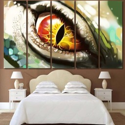 Digital Art Lizard Eyes Dragon Animals Premium Multi Canvas Prints, Multi Piece Panel Canvas Luxury Gallery Wall Fine Art Print Multi Wrapped Canvas (Ready To Hang) 5PIECE(Mixed 12)