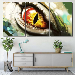 Digital Art Lizard Eyes Dragon Animals Premium Multi Canvas Prints, Multi Piece Panel Canvas Luxury Gallery Wall Fine Art Print Multi Wrapped Canvas (Ready To Hang) 3PIECE(36 x18)