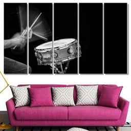 Action Shot Drummer Hitting Snare Drum Drum Music Premium Multi Canvas Prints, Multi Piece Panel Canvas Luxury Gallery Wall Fine Art Print Multi Wrapped Canvas (Ready To Hang) 5PIECE(60x36)