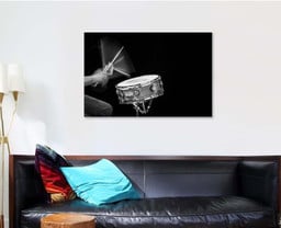 Action Shot Drummer Hitting Snare Drum Drum Music Premium Multi Canvas Prints, Multi Piece Panel Canvas Luxury Gallery Wall Fine Art Print Single Wrapped Canvas (Ready To Hang) 1 PIECE(32x48)