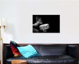 Action Shot Drummer Hitting Snare Drum Drum Music Premium Multi Canvas Prints, Multi Piece Panel Canvas Luxury Gallery Wall Fine Art Print Single Wrapped Canvas (Ready To Hang) 1 PIECE(24x36)