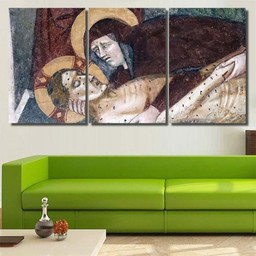 Agliate Brianza Lombardy Italy Mural Painting Jesus Christian Premium Multi Canvas Prints, Multi Piece Panel Canvas Luxury Gallery Wall Fine Art Print Multi Wrapped Canvas (Ready To Hang) 3PIECE(54x24)