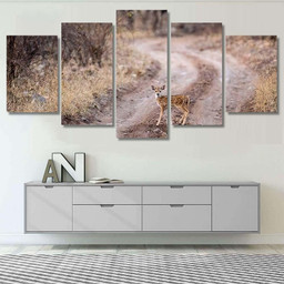 Cute Fawn Spotted Deer Chital Cheetal Deer Animals Premium Multi Canvas Prints, Multi Piece Panel Canvas Luxury Gallery Wall Fine Art Print Multi Wrapped Canvas (Ready To Hang) 5PIECE(60x36)
