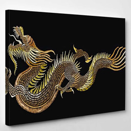 Classical Embroidery Asian Golden Dragons Tshirt Dragon Animals Premium Multi Canvas Prints, Multi Piece Panel Canvas Luxury Gallery Wall Fine Art Print Single Wrapped Canvas (Ready To Hang) 1 PIECE(8x10)