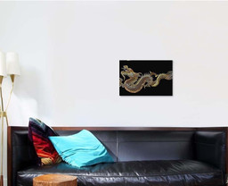 Classical Embroidery Asian Golden Dragons Tshirt Dragon Animals Premium Multi Canvas Prints, Multi Piece Panel Canvas Luxury Gallery Wall Fine Art Print Single Wrapped Canvas (Ready To Hang) 1 PIECE(16x24)