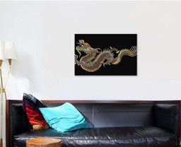 Classical Embroidery Asian Golden Dragons Tshirt Dragon Animals Premium Multi Canvas Prints, Multi Piece Panel Canvas Luxury Gallery Wall Fine Art Print Single Wrapped Canvas (Ready To Hang) 1 PIECE(24x36)