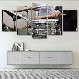 Drummer Playing Snare Drum Bass Background Drum Music Premium Multi Canvas Prints, Multi Piece Panel Canvas Luxury Gallery Wall Fine Art Print Multi Wrapped Canvas (Ready To Hang) 5PIECE(60x36)