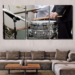 Drummer Playing Snare Drum Bass Background Drum Music Premium Multi Canvas Prints, Multi Piece Panel Canvas Luxury Gallery Wall Fine Art Print Multi Wrapped Canvas (Ready To Hang) 3PIECE(36 x18)