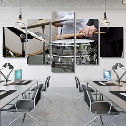 Drummer Playing Snare Drum Bass Background Drum Music Premium Multi Canvas Prints, Multi Piece Panel Canvas Luxury Gallery Wall Fine Art Print Multi Wrapped Canvas (Ready To Hang) 3PIECE(54x24)
