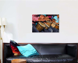 Group People Playing African Drums Djembe Drum Music Premium Multi Canvas Prints, Multi Piece Panel Canvas Luxury Gallery Wall Fine Art Print Single Wrapped Canvas (Ready To Hang) 1 PIECE(24x36)